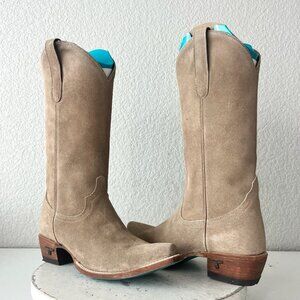 Lane EMMA JANE Womens Cowboy Boots 7.5 Latte Suede Western Cowgirl Mid Calf Tall